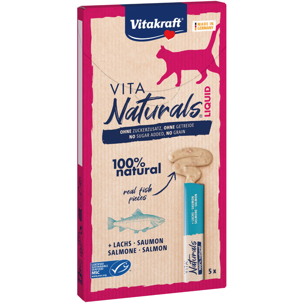04008239589231_C1L1_s02_2 Vitakraft Vita Naturals Liquid Cat Snack - Salmon - Shaking Tails