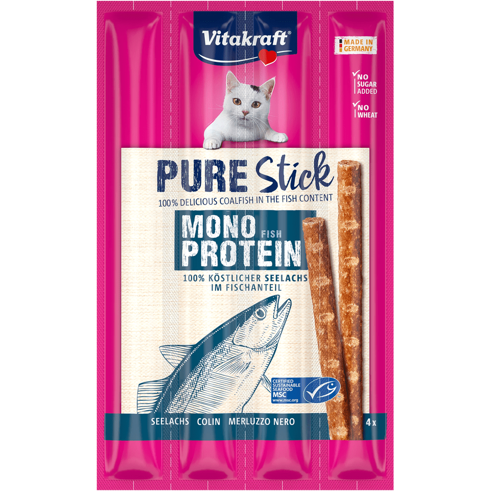 04008239595690_C1L1_s02_2 Vitakraft Pure Stick Cat Snack - Pollock - Shaking Tails