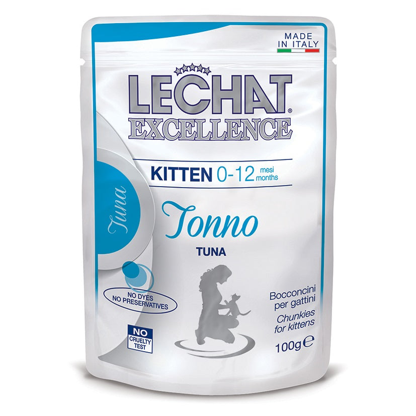 25.lechat_excellence_gatto_umido_bocconcini_bocconcini_con_tonno_kitten LeChat Excellence Kitten Pouch Chunkies with Tuna Cat Wet Food - Shaking Tails