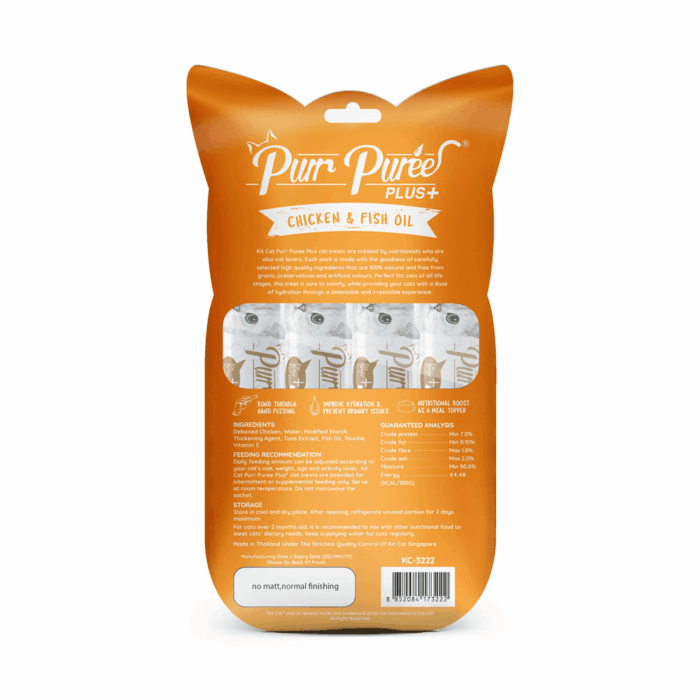 Kit Cat Purr Puree Plus+ Chicken & Fish Oil (Skin & Coat)