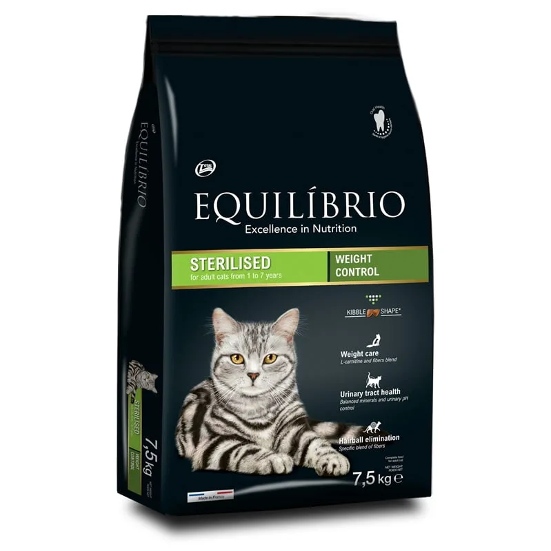 CAT-STERILISED-7-5-3548610091270 Equilibrio - Sterelised Adult Cat Dry Food - Shaking Tails