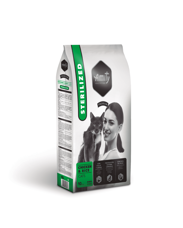 PremiumAdultChickenAndRiceSterelized10kg Amity Premium Adult Cat Sterilized Dry Food - Chicken and Rice - Shaking Tails