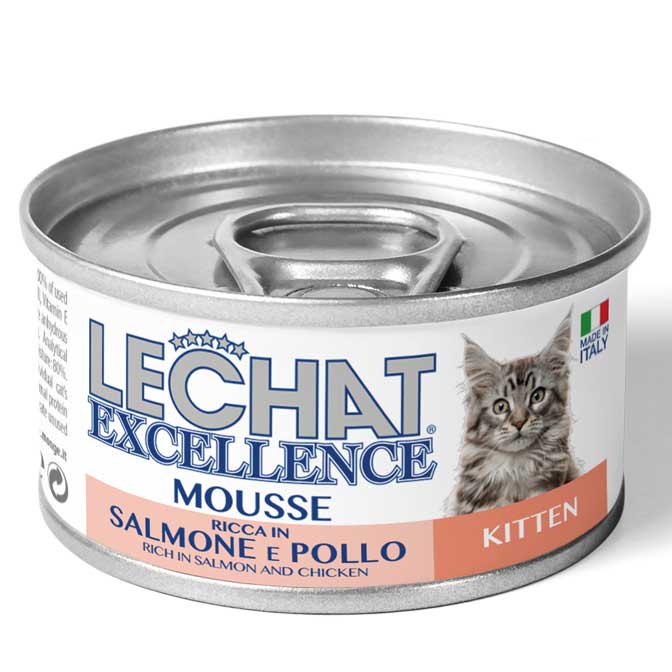lechat_excellence_gatto_umido_mousse_ricca_in_salmone_e_pollo_kitten LeChat Excellence Mousse Kitten Rich in Salmon and Chicken - Shaking Tails