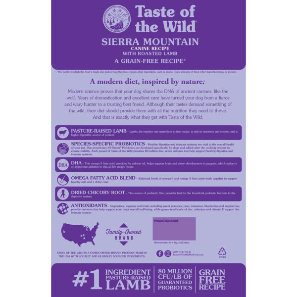 Taste Of The Wild - Sierra Mountain Canine Recipe with Roasted Lamb