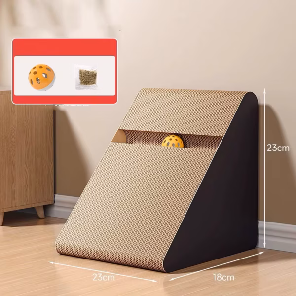 Vertical Triangle Cat Scratcher with Ball