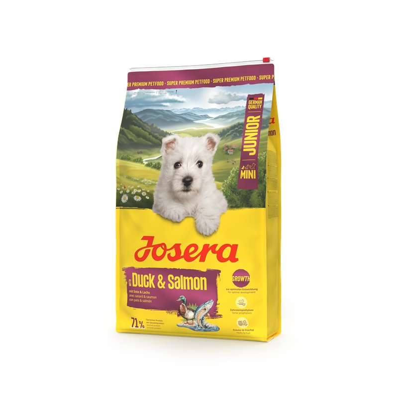 4032254785163_Hund_Josera_Mini_Junior_withDuckSalmon_10kg_sideview-left MINI JUNIOR DUCK & SALMON